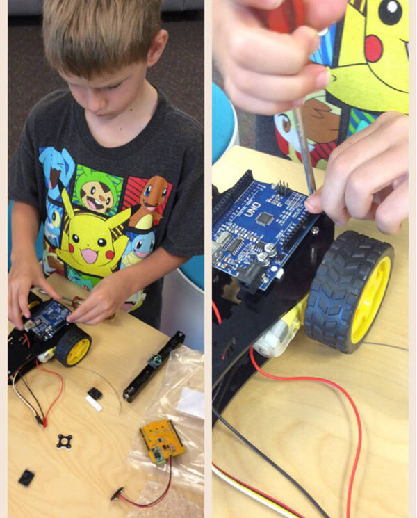 Kids building robot