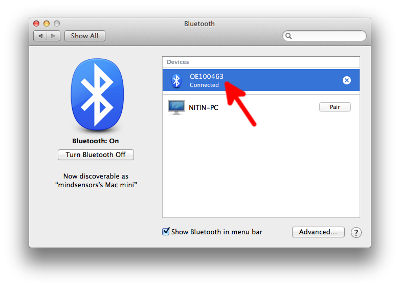 PiConsole connected on Bluetooth on Mac