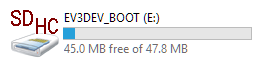 EV3DEV_BOOT (E:) drive as viewed from the Windows 10 Explorer